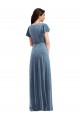Wholesale Flutter Sleeve Velvet Wrap Maxi Prom Dress with Pockets UK
