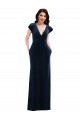 Wholesale Flutter Sleeve Wrap Bodice Velvet Maxi Prom Dress with Pockets UK
