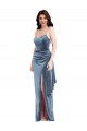 Wholesale Spaghetti Strap Velvet Maxi Prom Dress with Draped Skirt UK