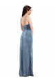 Wholesale Spaghetti Strap Velvet Maxi Prom Dress with Draped Skirt UK