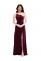 Wholesale One Shoulder Spaghetti Strap Velvet Maxi Prom Dress with Pockets UK
