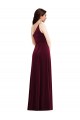 Wholesale One Shoulder Spaghetti Strap Velvet Maxi Prom Dress with Pockets UK