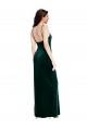 Wholesale Straight Neckline Spaghetti Straps Long Velvet Prom Dress with High Side Slit UK