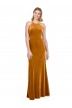 Wholesale Halter Neckline Long Full Length Velvet Prom Dress with Strappy Back UK