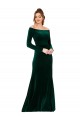 Wholesale Off the Shoulder Long Sleeves Stretch Velvet Prom Dress UK