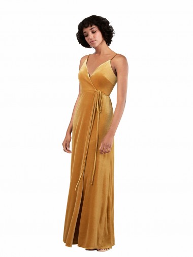 Wholesale Romantic Velvet Floor Length Prom Dress with Wrap Detail UK