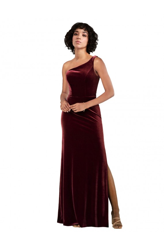 Wholesale One Shoulder Floor-Length Velvet Prom Dress UK