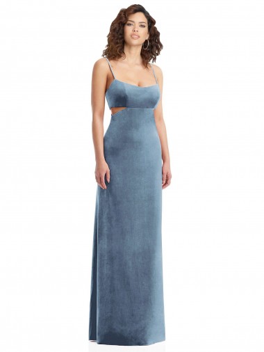 Wholesale Spaghetti Strap Long Full Length Velvet Maxi Prom Dress UK