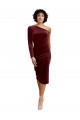 Wholesale One Shoulder Fitted Short Midi Length Velvet Prom Dress UK