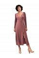 Wholesale Long Sleeve Velvet Faux Wrap Midi Length Prom Dress UK