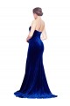 Wholesale Strapless Ruched Velvet Prom Dress with Sweep Train and Front Slit UK