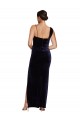 Wholesale Long Velvet Prom Dress with Side Thigh Split and Shoulder Tie UK