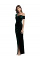 Wholesale Long Asymmetric Neckline Ruched Velvet Prom Dress UK