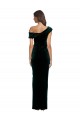Wholesale Long Asymmetric Neckline Ruched Velvet Prom Dress UK
