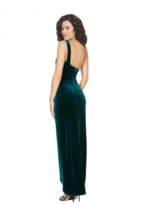 Wholesale One Shoulder Velvet Front Wrap Prom Dress  UK