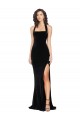 Wholesale Halter Neck Wide Straps Long Velvet Prom Dress with Side Split UK